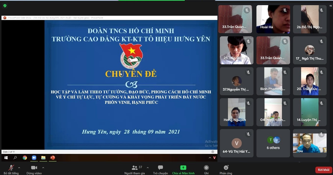 Đoàn trường Cao đẳng Kinh tế Kỹ thuật Tô Hiệu Hưng Yên tổ chức Hội nghị quán triệt Chuyên đề học tập và làm theo tư tưởng, đạo đức, phong cách Hồ Chí Minh