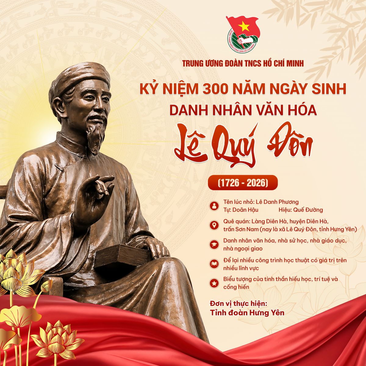 [INFOGRAPHICS] Kỷ niệm 300 năm Ngày sinh Danh nhân văn hóa Lê Quý Đôn (1726 - 2026)