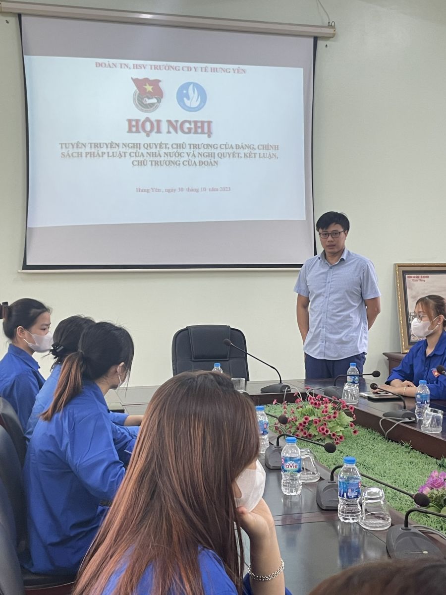 Đoàn trường Cao đẳng Y tế Hưng Yên tổ chức Hội nghị học tập, quán triệt, tuyên truyền phổ biến Nghị quyết năm 2023