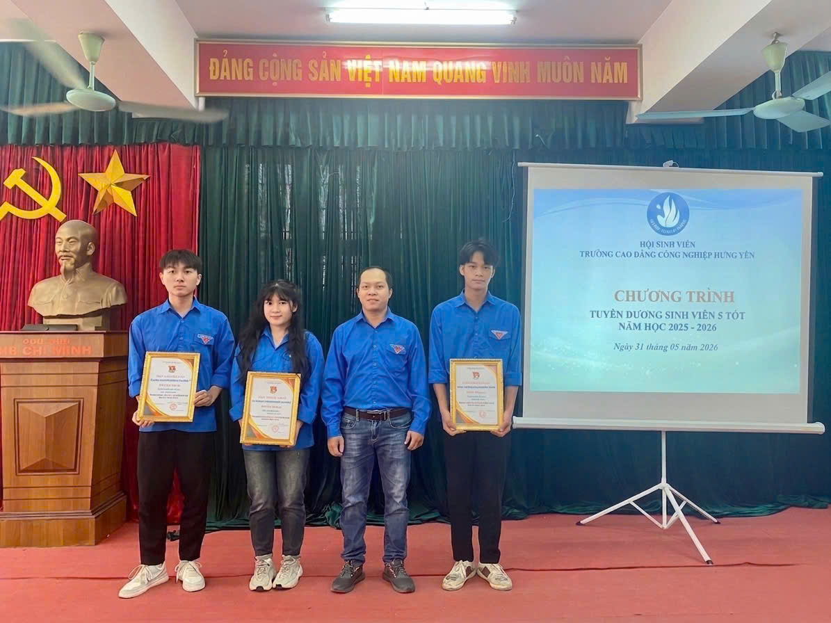 Hội Sinh viên Trường Cao đẳng Công nghiệp Hưng Yên tổ chức tuyên dương “Sinh viên 5 tốt”, “Học sinh 3 tốt” năm học 2025 – 2026