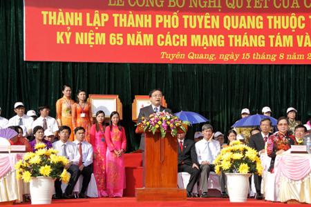 Công bố Nghị quyết của Chính phủ thành lập Thành phố Tuyên Quang